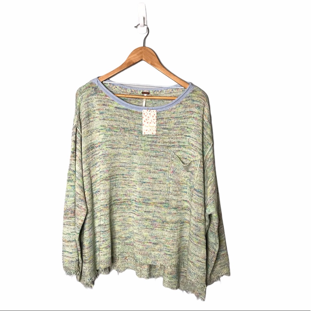 Free People | NWT Aqua Combo Boho Pullover Sweater - Picture 15 of 15